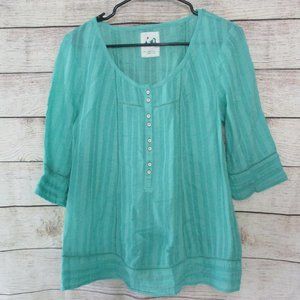 Anthropologie Mermaid Lightweight Teal Half Sleeve
